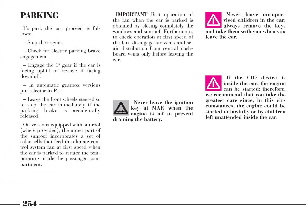instrukcja obsługi Lancia Thesis Lancia Thesis owners manual / page 255