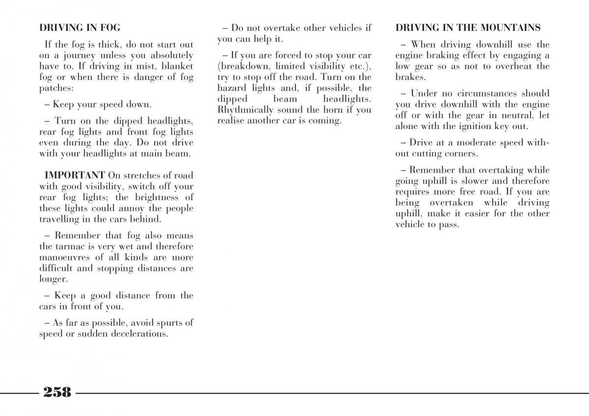 instrukcja obsługi Lancia Thesis Lancia Thesis owners manual / page 259