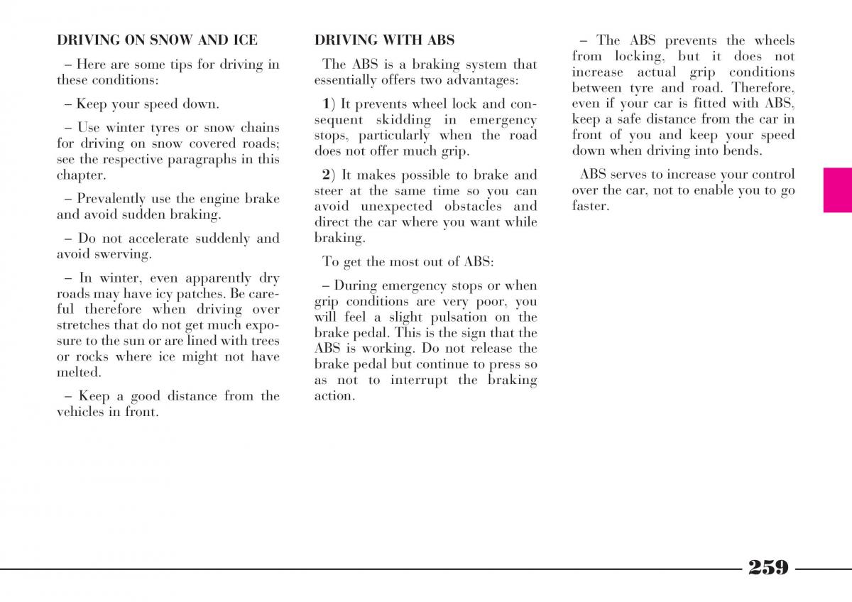 instrukcja obsługi Lancia Thesis Lancia Thesis owners manual / page 260
