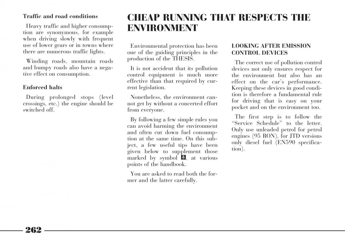 instrukcja obsługi Lancia Thesis Lancia Thesis owners manual / page 263