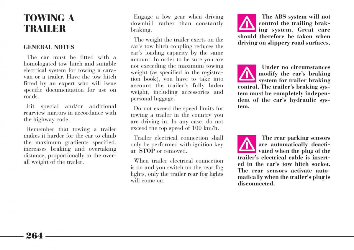 instrukcja obsługi Lancia Thesis Lancia Thesis owners manual / page 265