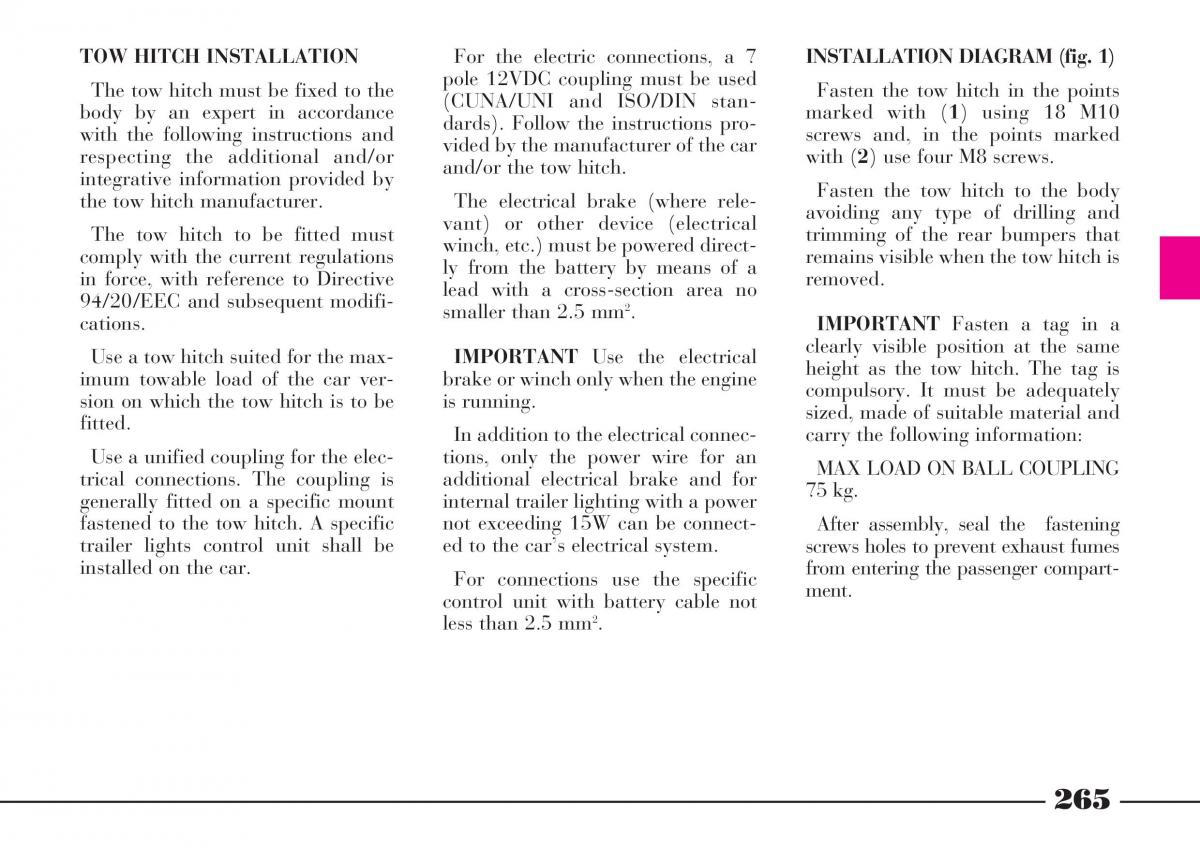instrukcja obsługi Lancia Thesis Lancia Thesis owners manual / page 266