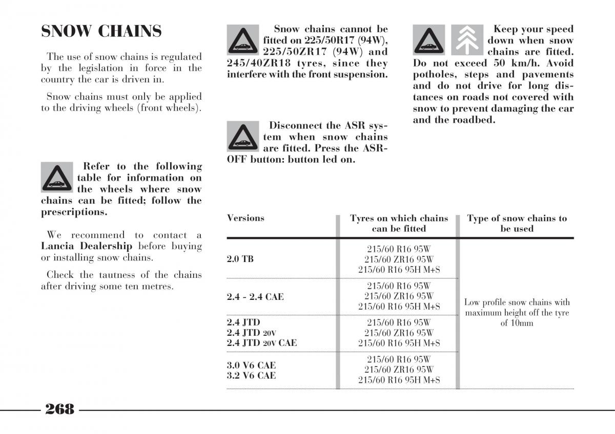 instrukcja obsługi Lancia Thesis Lancia Thesis owners manual / page 269