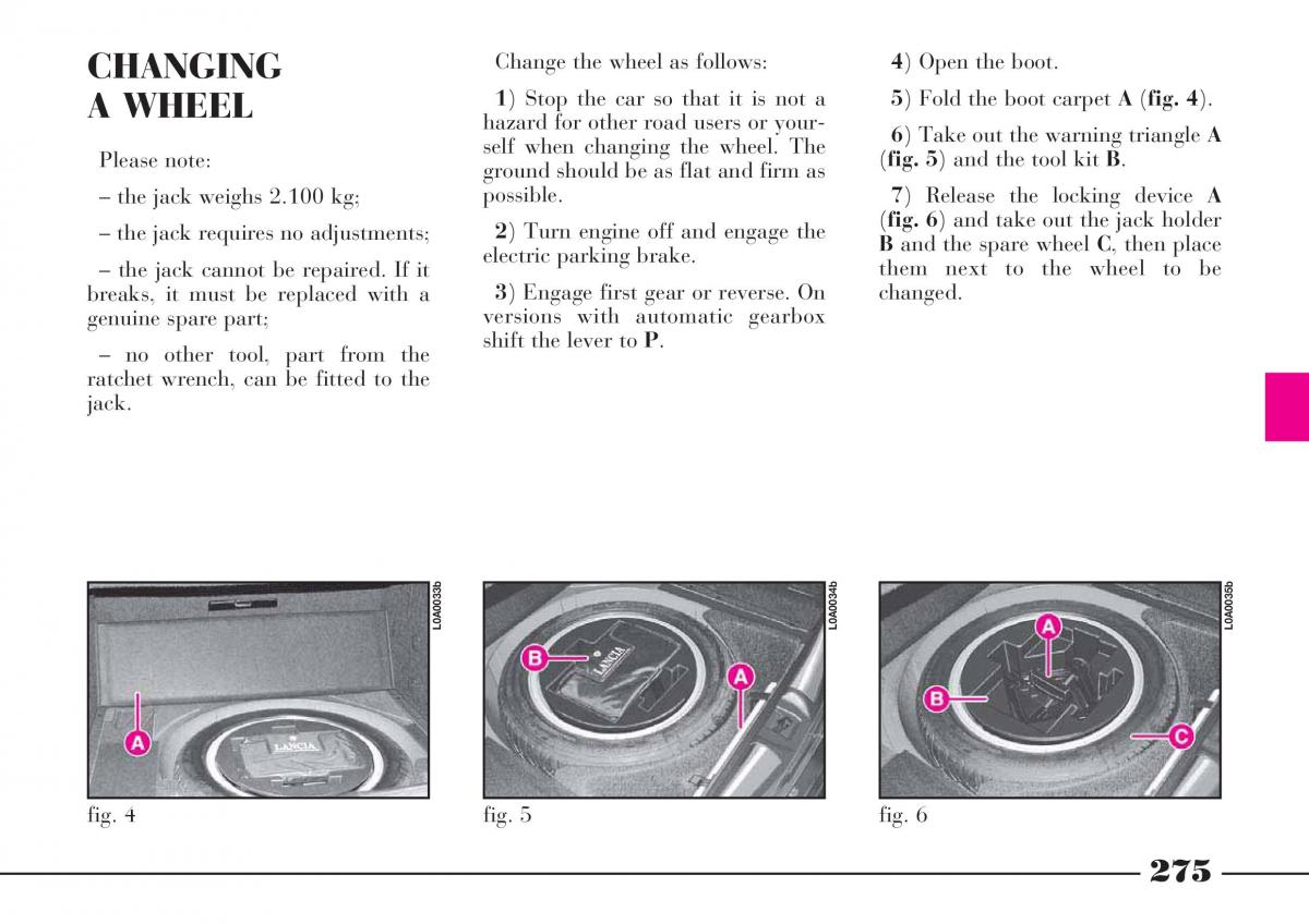 instrukcja obsługi Lancia Thesis Lancia Thesis owners manual / page 276