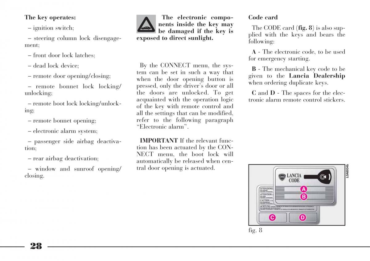 Lancia Thesis owners manual / page 29