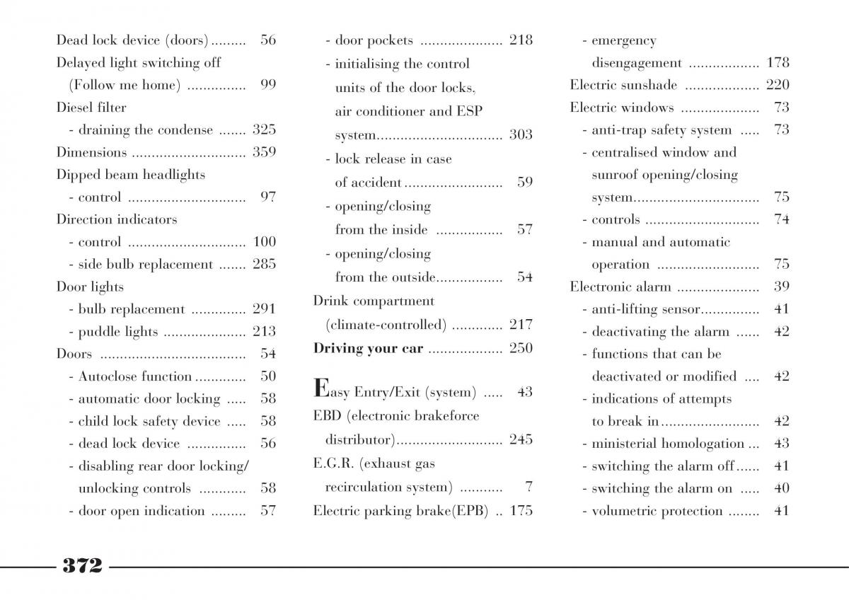 manual  Lancia Thesis owners manual / page 373