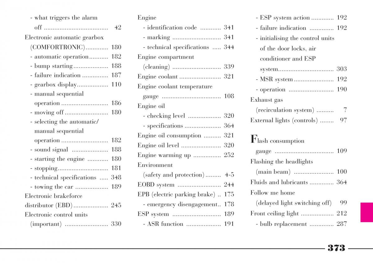 Lancia Thesis owners manual / page 374