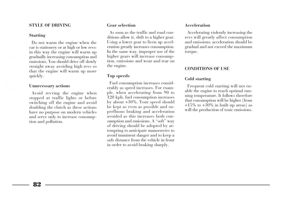 Lancia Y owners manual / page 85