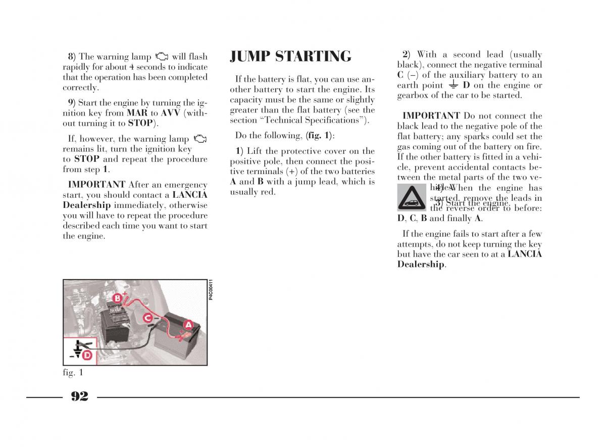 Lancia Y owners manual / page 95