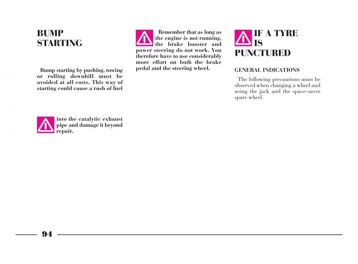 Lancia Y owners manual / page 97