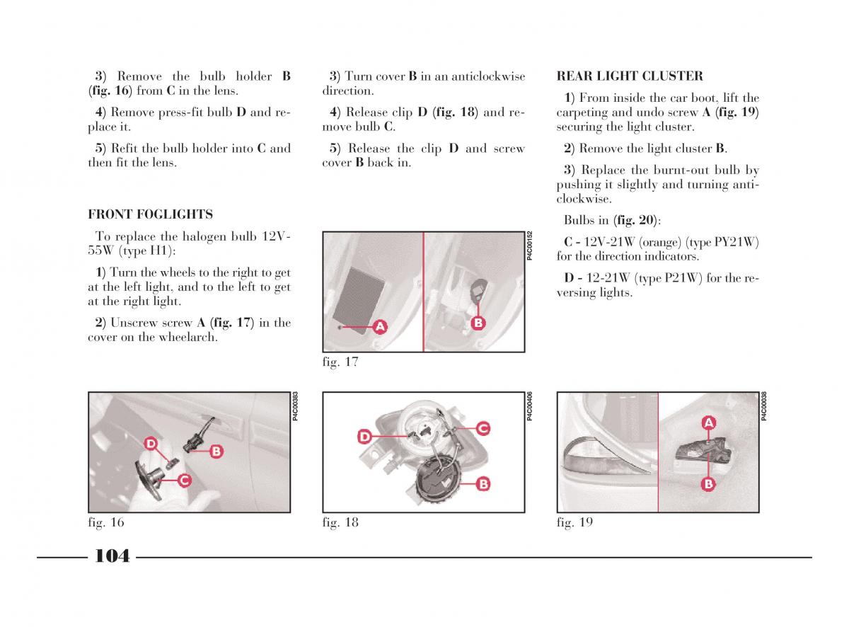 Lancia Y owners manual / page 107