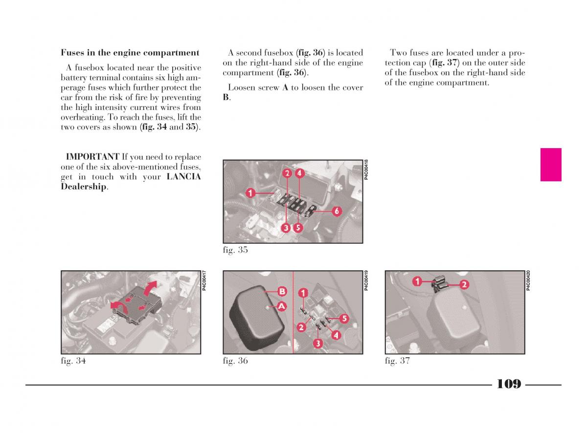 Lancia Y owners manual / page 112