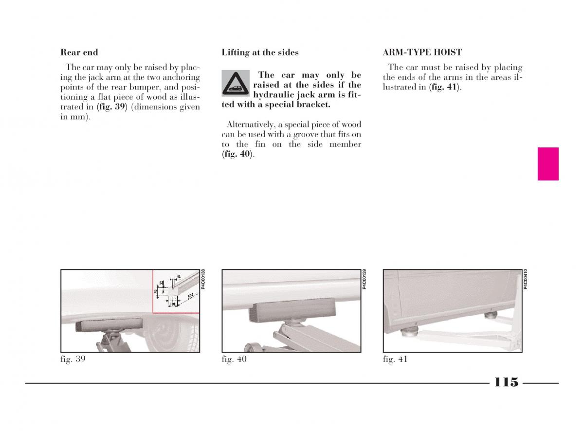 Lancia Y owners manual / page 118