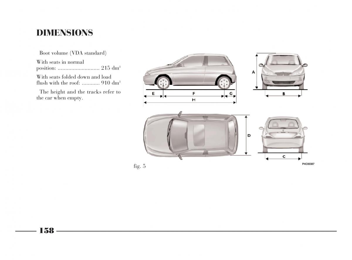 Lancia Y owners manual / page 161