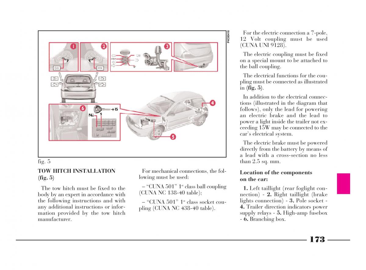 Lancia Y owners manual / page 176