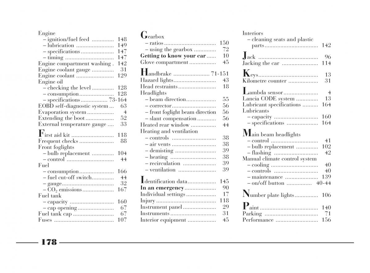 manual  Lancia Y owners manual / page 181