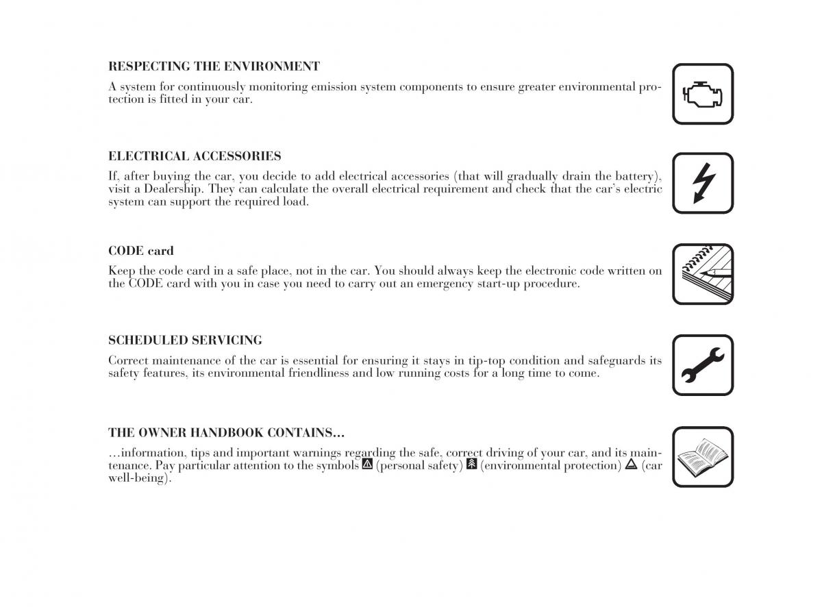 Lancia Ypsilon owners manual / page 7