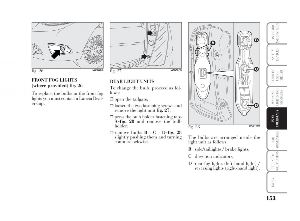Lancia Ypsilon owners manual / page 154