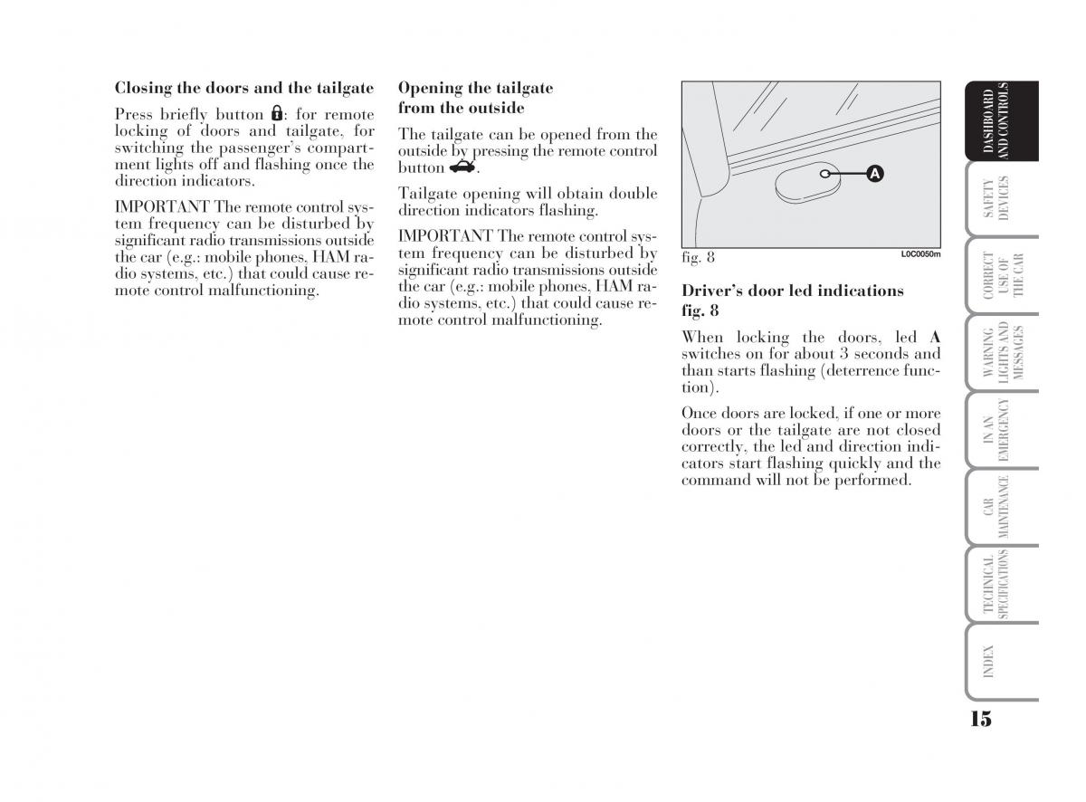 Lancia Ypsilon owners manual / page 16