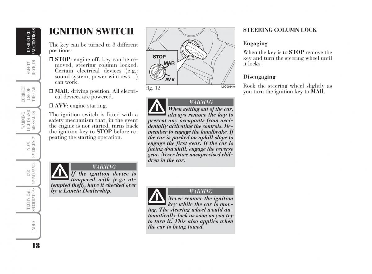 manual  Lancia Ypsilon owners manual / page 19