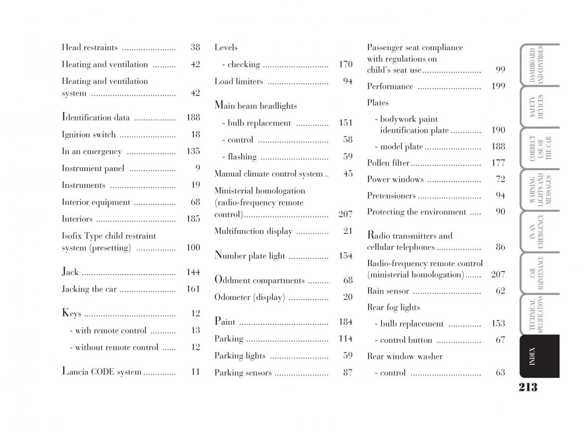 manual  Lancia Ypsilon owners manual / page 214