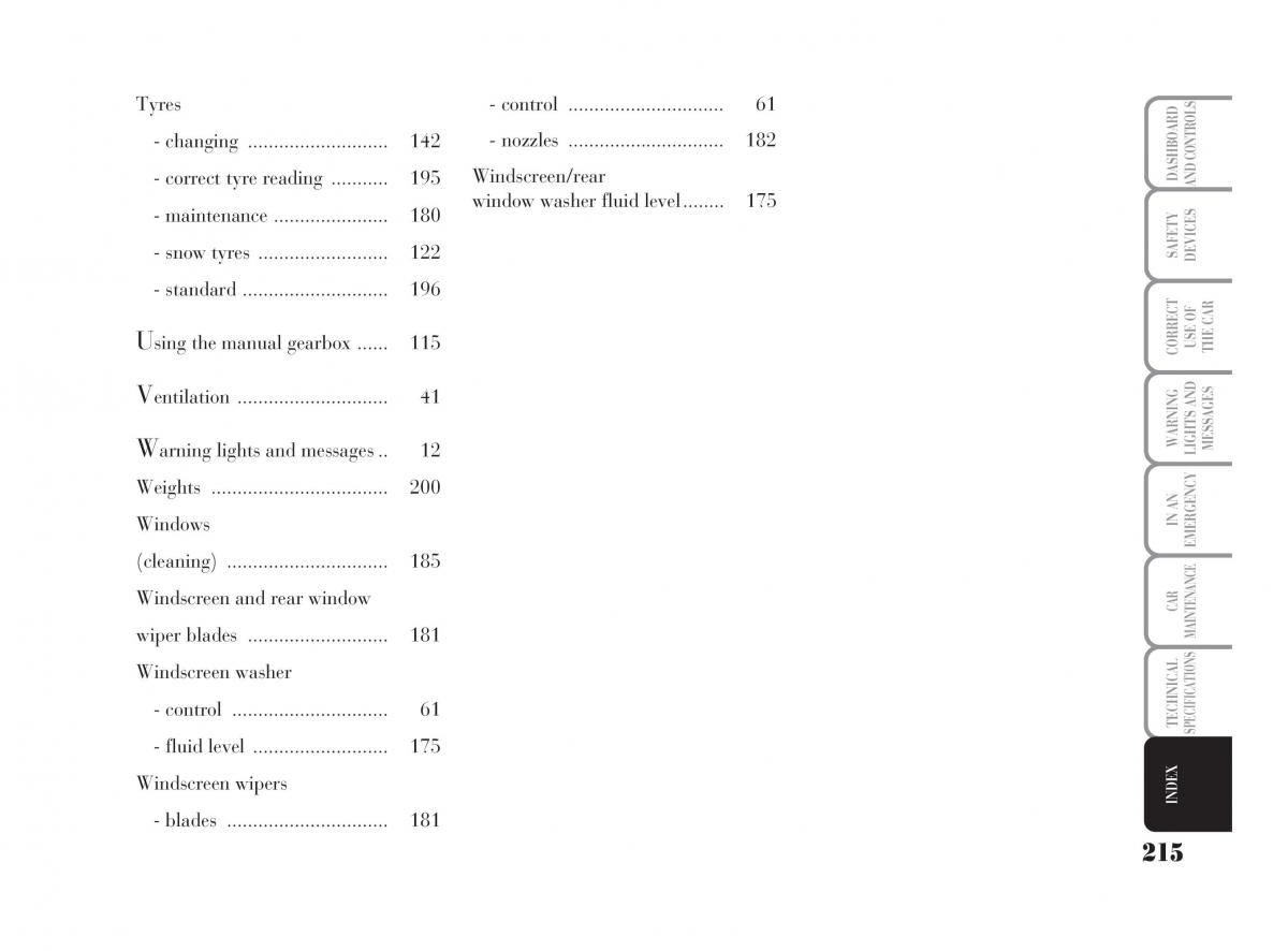 Lancia Ypsilon owners manual / page 216