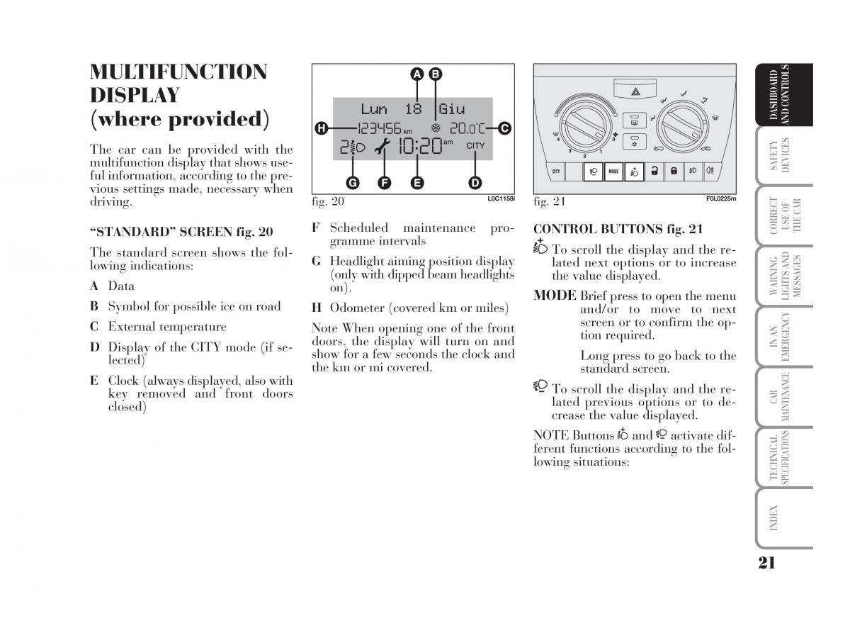 manual  Lancia Ypsilon owners manual / page 22