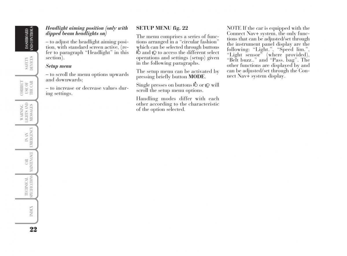 Lancia Ypsilon owners manual / page 23