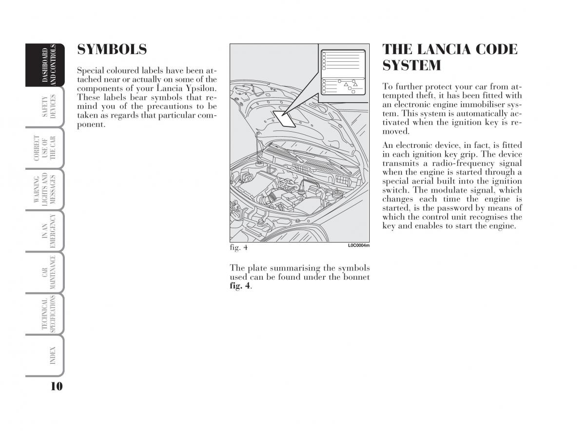 Lancia Ypsilon owners manual / page 11