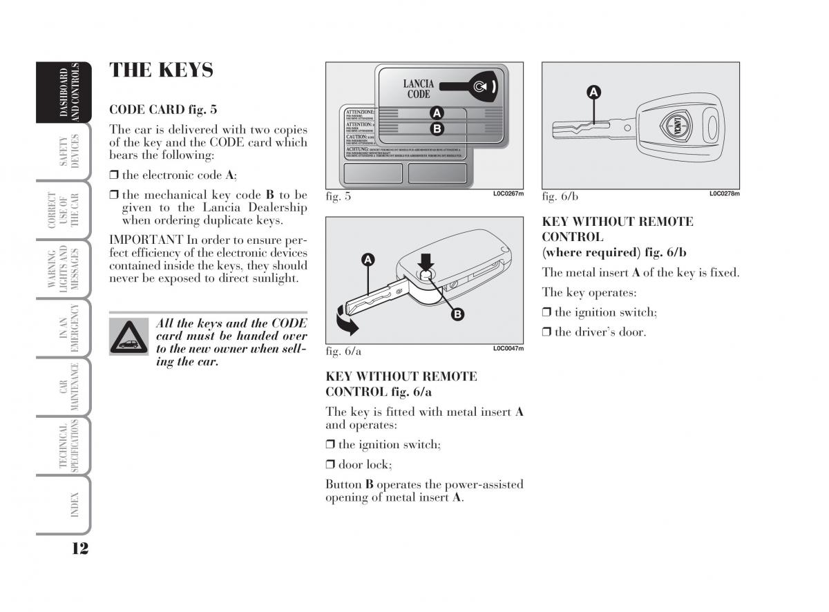 Lancia Ypsilon owners manual / page 13