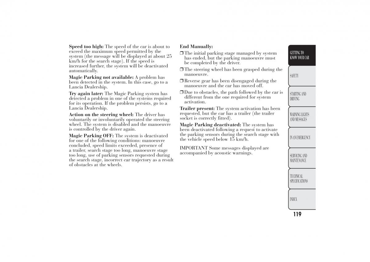 Lancia Ypsilon II 2 owners manual / page 123