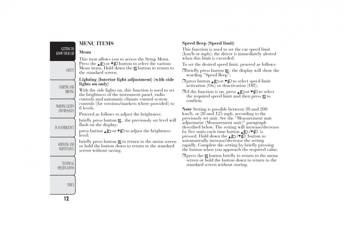 Lancia Ypsilon II 2 owners manual / page 16