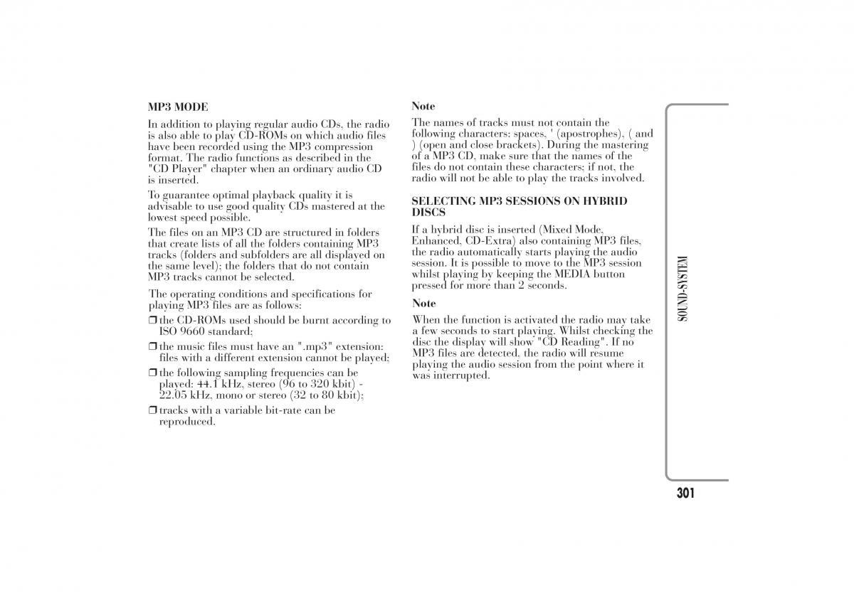 Lancia Ypsilon II 2 owners manual / page 305