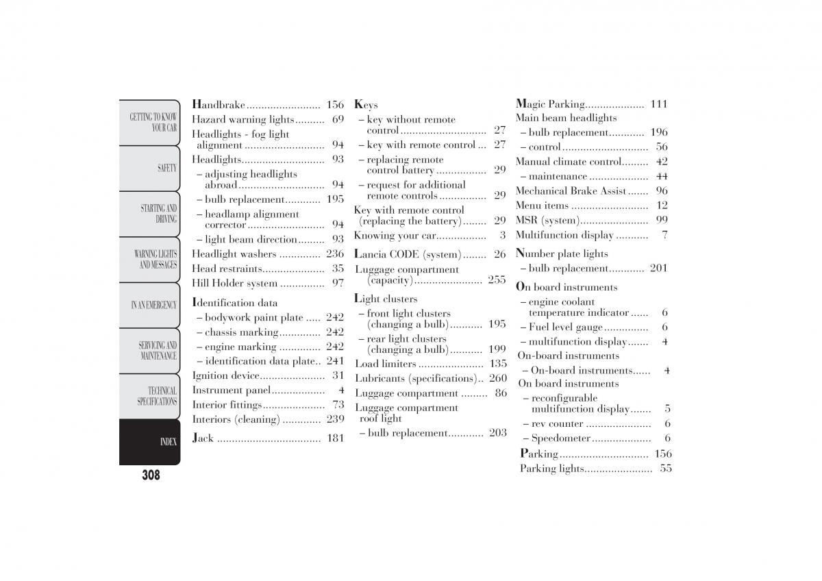 Lancia Ypsilon II 2 owners manual / page 312