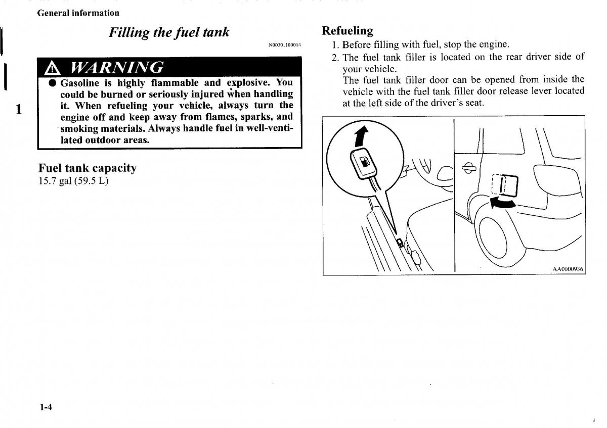 Mitsubishi Outlander I 1 owners manual / page 19