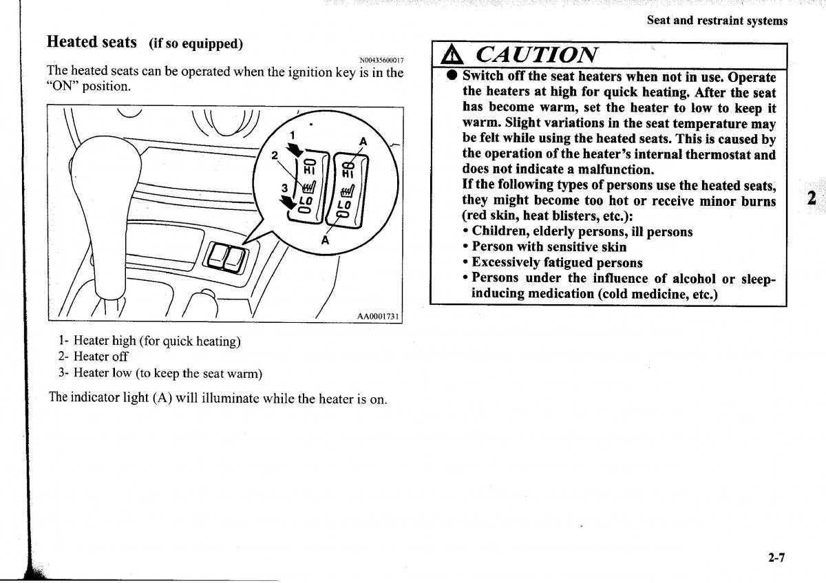 Mitsubishi Outlander I 1 owners manual / page 31