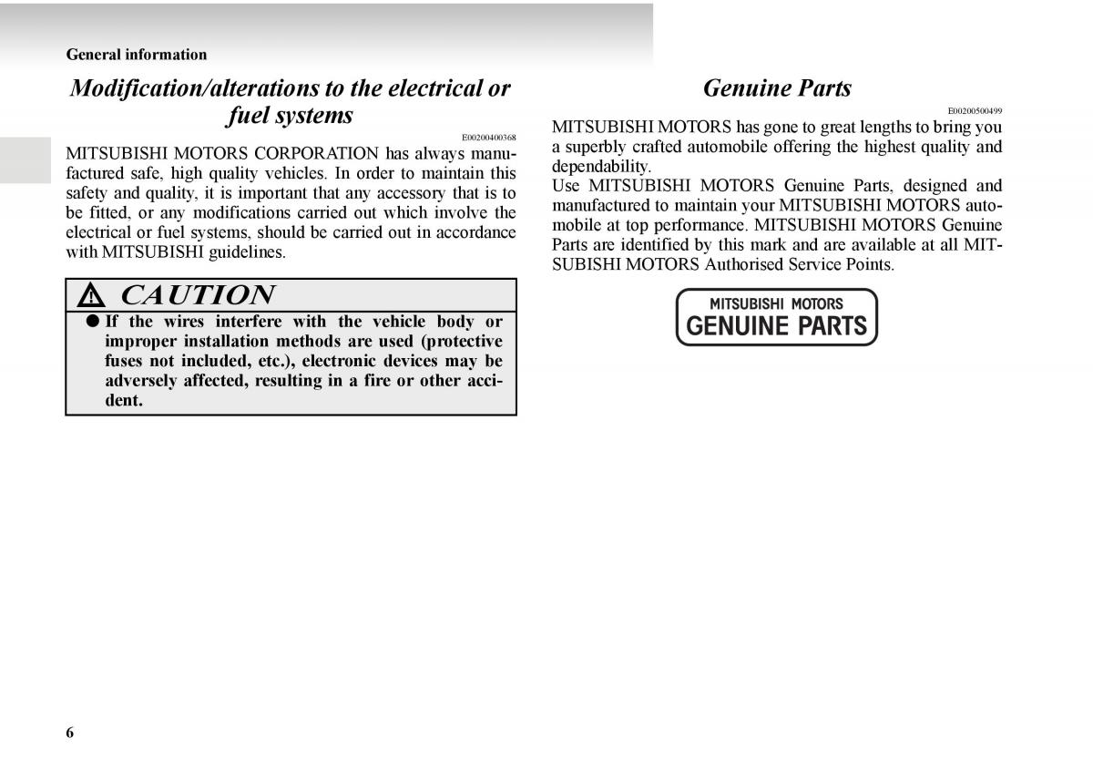 Mitsubishi Outlander II 2 owners manual / page 18