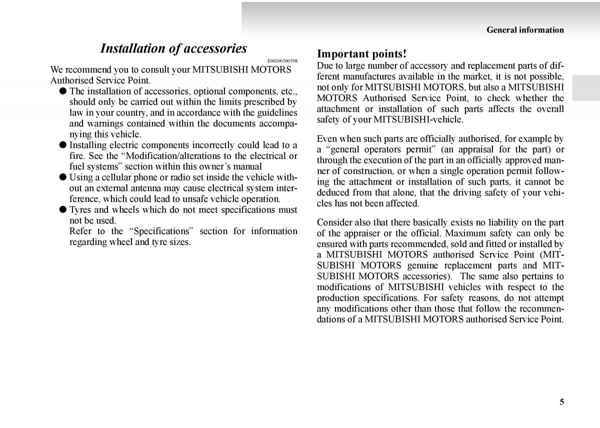 Mitsubishi Outlander II 2 owners manual / page 17