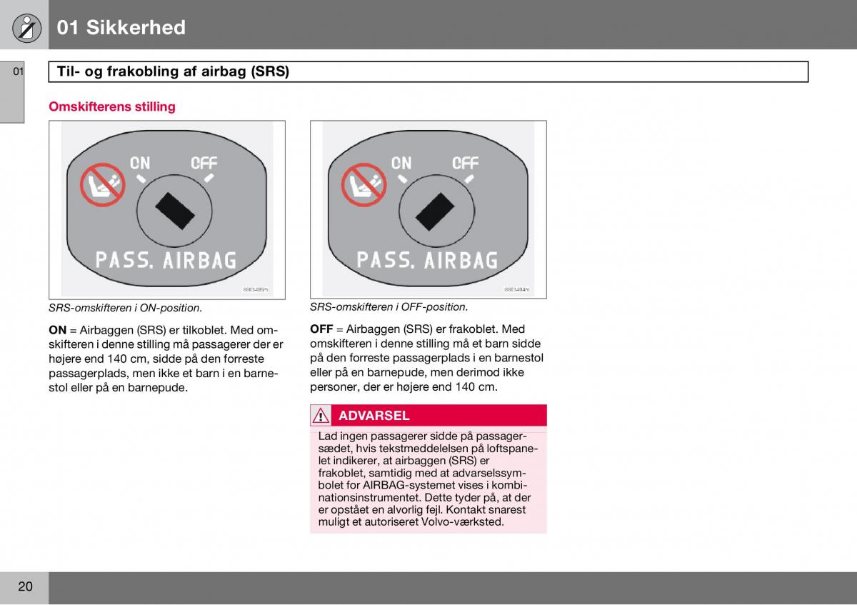 Volvo S60 I 1 Bilens instruktionsbog / page 21