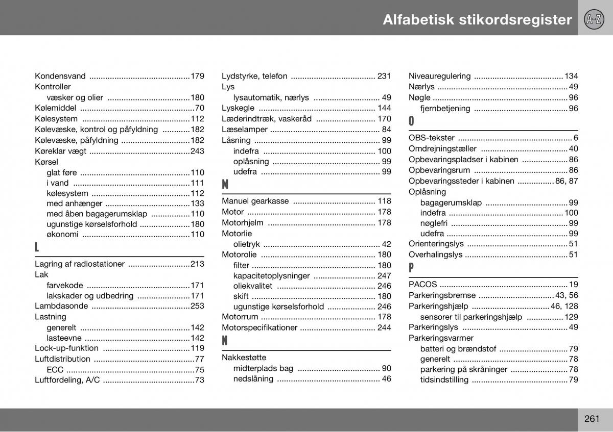 Volvo S60 I 1 Bilens instruktionsbog / page 262