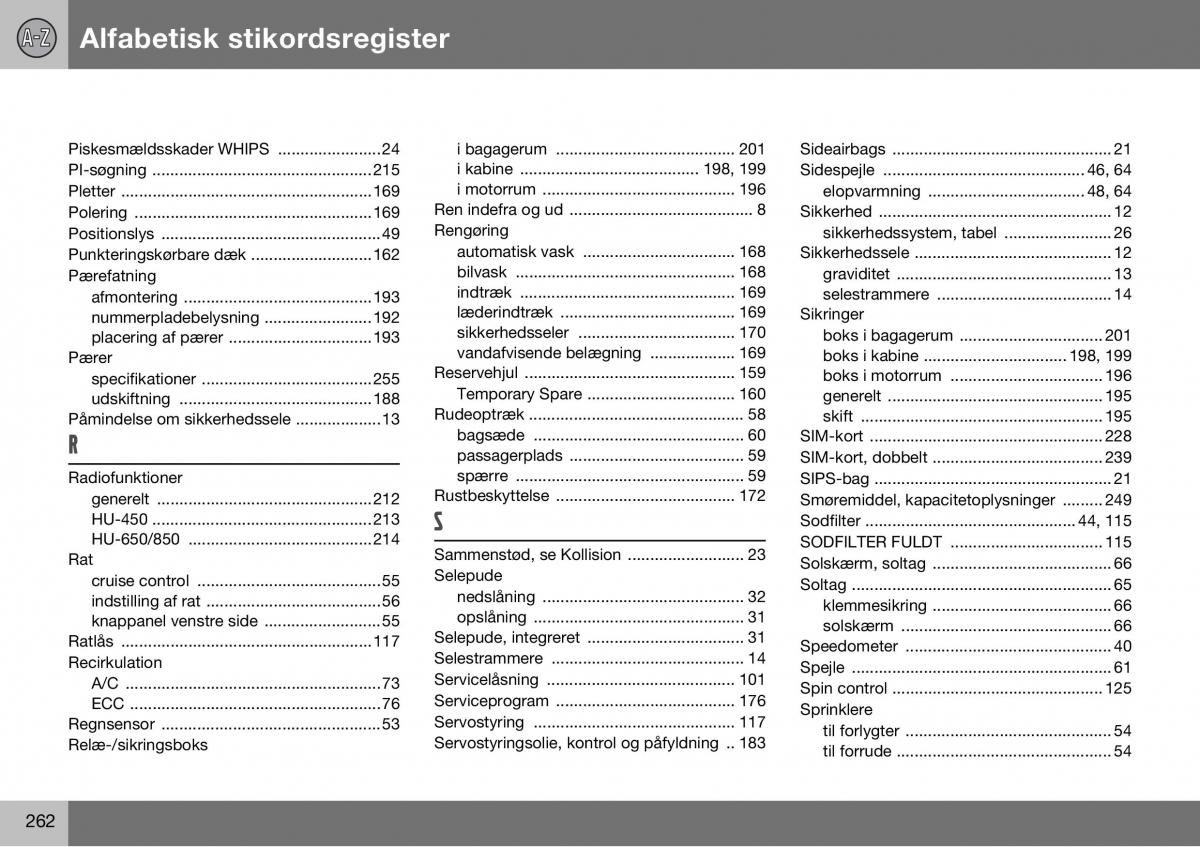 Volvo S60 I 1 Bilens instruktionsbog / page 263