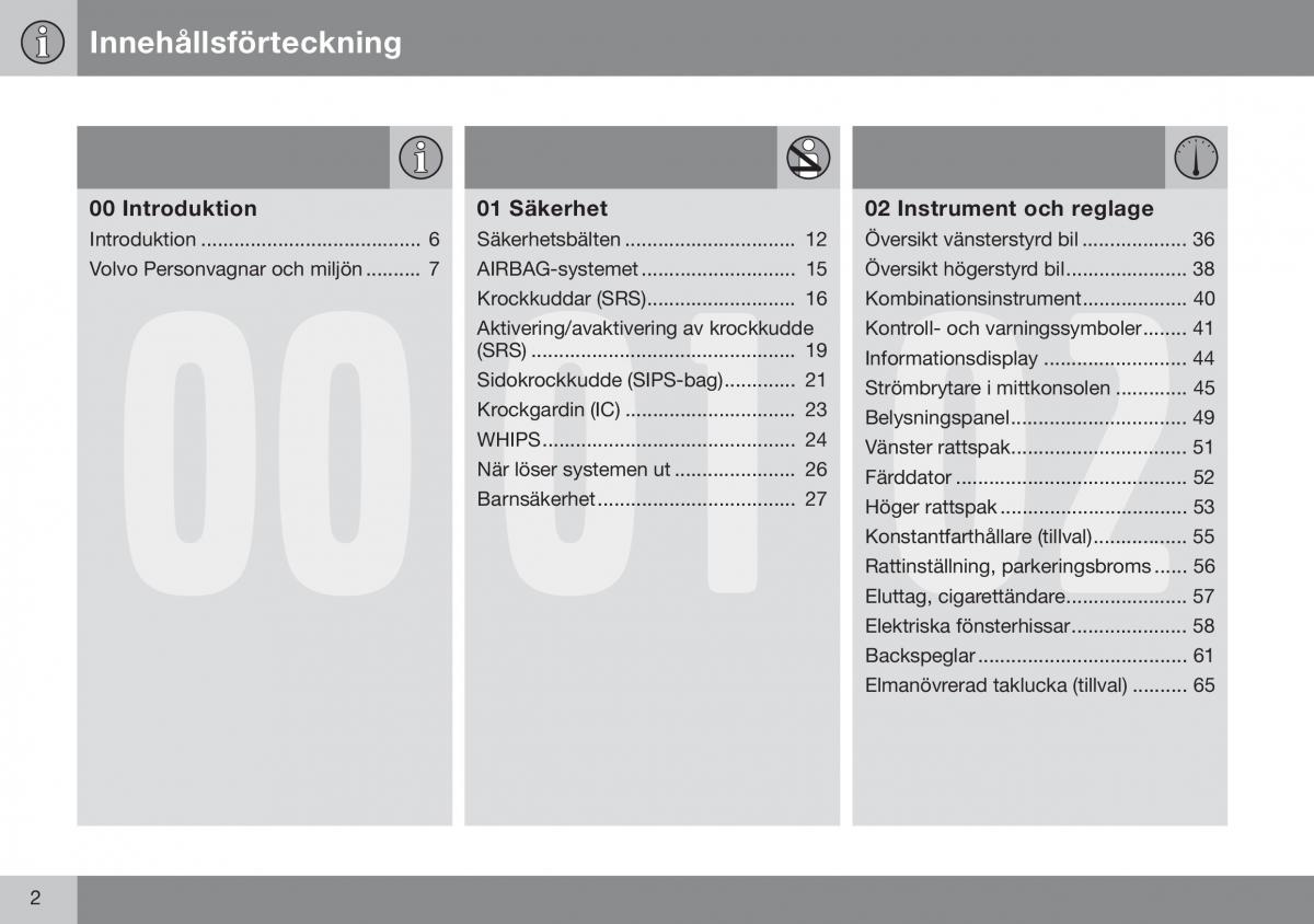 Volvo S60 I 1 instruktionsbok / page 3