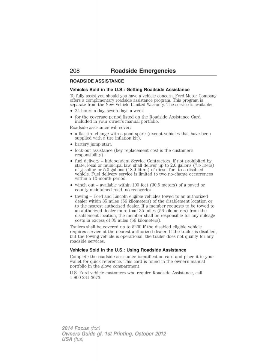 Ford Focus III 3 owners manual / page 209