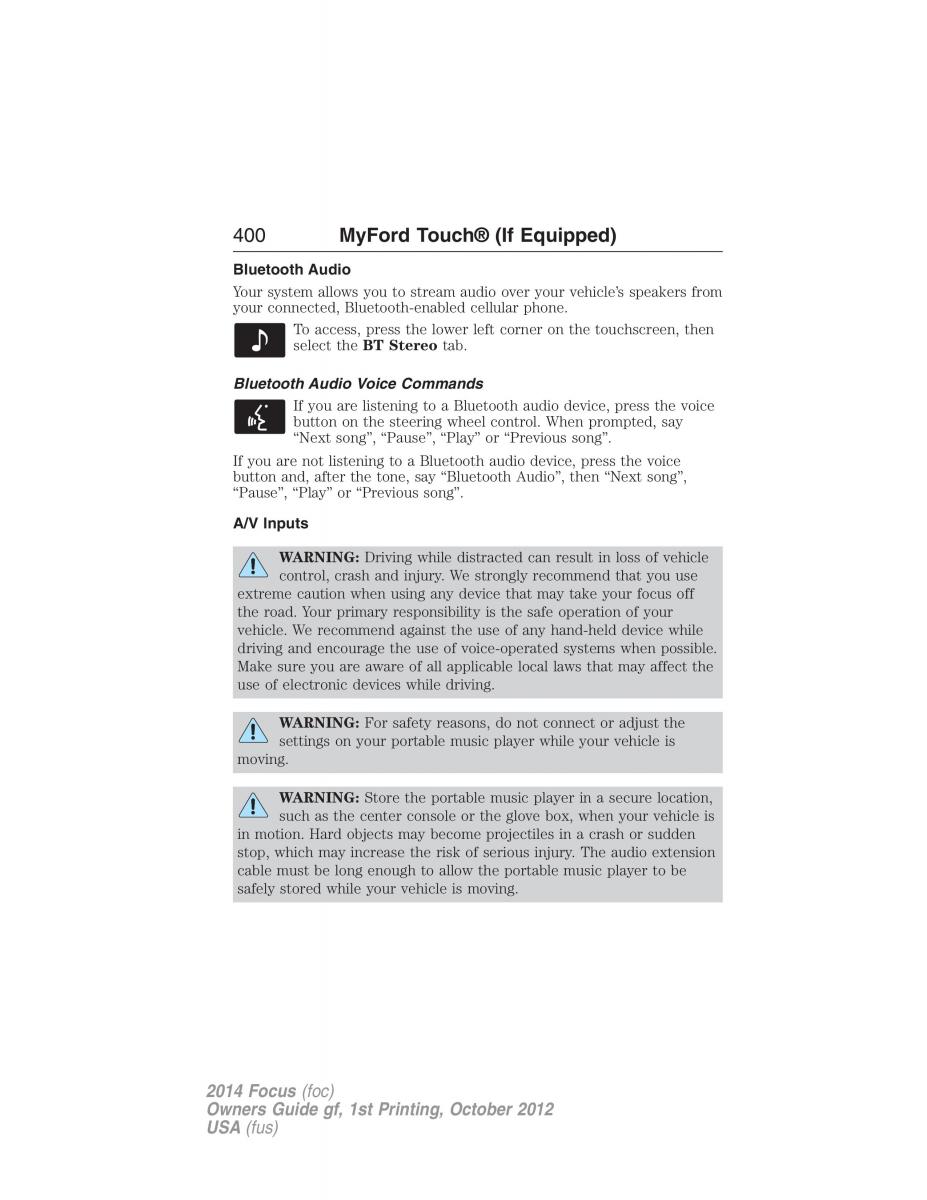 Ford Focus III 3 owners manual / page 401