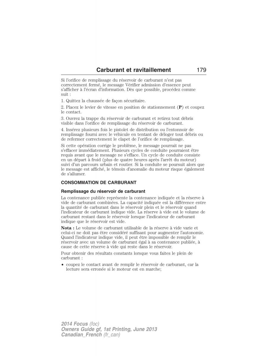 Ford Focus III 3 manuel du proprietaire / page 180