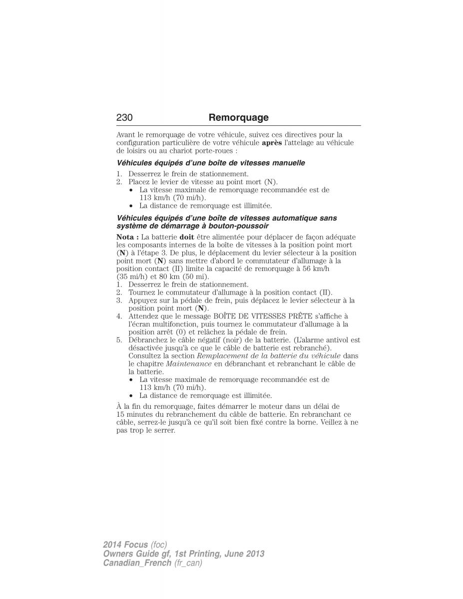 Ford Focus III 3 manuel du proprietaire / page 231