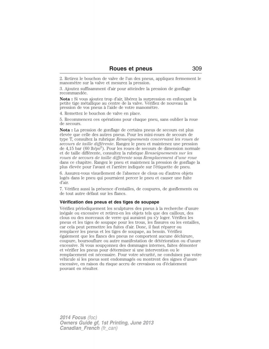 Ford Focus III 3 manuel du proprietaire / page 310