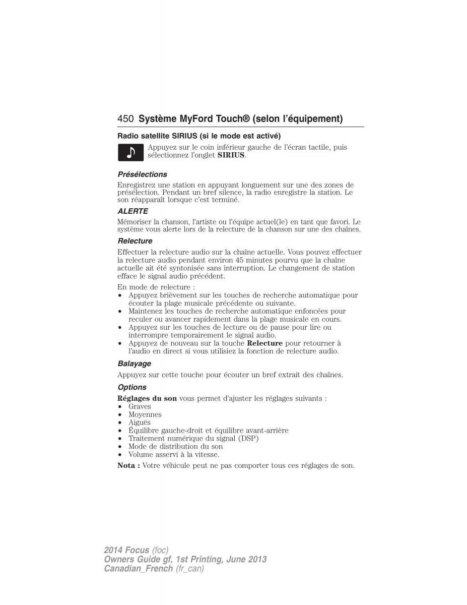 Ford Focus III 3 manuel du proprietaire / page 451