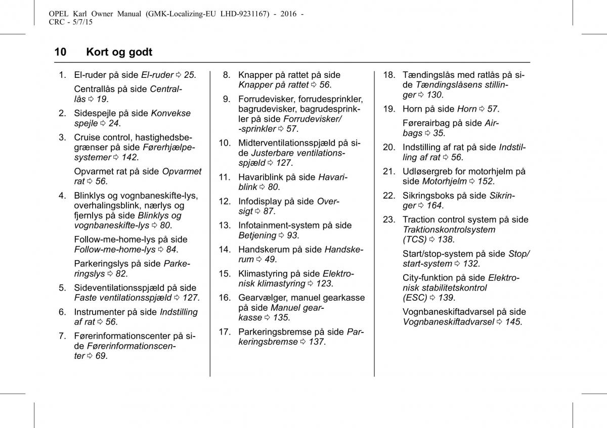 Opel Karl Bilens instruktionsbog / page 11