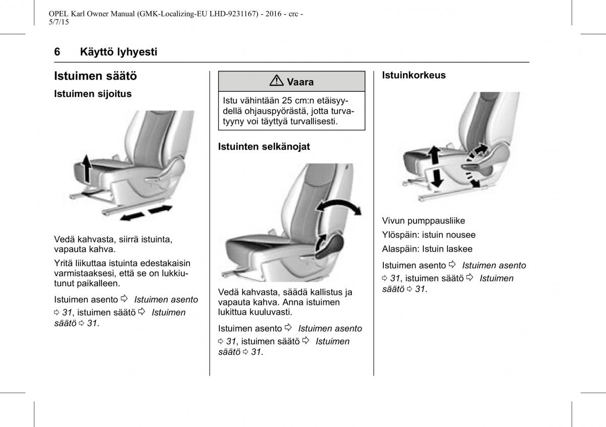 Opel Karl owners manual / page 7
